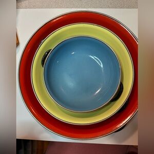 Mid century enameled nesting pans dishes Emo Celje Yugoslavia set